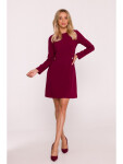 S419 Šaty s ozdobnými knoflíky v pase - bordó EU XL