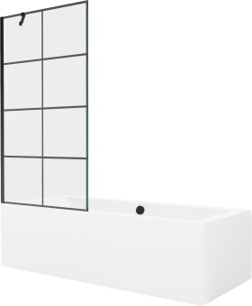 MEXEN/S - Cube obdélníková vana 180 x 80 cm s panelem + vanová zástěna 90 cm, černá vzor 550518080X9509007077