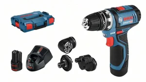 BOSCH GSR 12V-15 FC / Aku vrtaci šroubovák s příslušenstvím / 12V / 2.0Ah / 10 mm sklíčidlo / 1300 ot-min / 30 Nm (0.601.9F6.000)