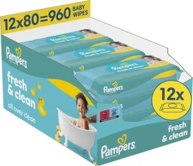 Pampers Fresh Clean / Vlhčené ubrousky / 960 ks (12 × 80 ks)