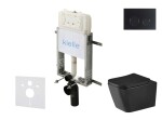 Kielle - Genesis New Set předstěnové instalace, klozetu Arkas I, Vortex Rimless+, sedátka softclose a tlačítka Gemini New II, matná černá 30528SZ95