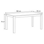 Jídelní stůl 180x90x75, masiv dub bílý, povrchová úprava olejem, nohy 10x10 cm