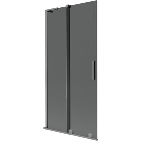 MEXEN/S - Velar L dvoukřídlá posuvná vanová zástěna 95 x 150, grafit, grafit metal 896-095-003-41-95