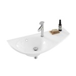 RAVAK - Avocado Umyvadlo 85x45 cm, s přepadem, s otvorem pro baterii, odkládací plocha vpravo, bílá XJ1P1100000