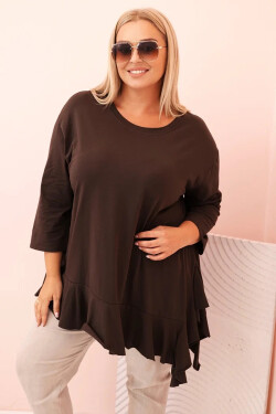 Dámská blůza Plus Size s bavlnou, kapsou a ohrnutým rukávem kiwi UNI