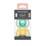 Tommee Tippee Ultra-light Night silikonový dudlík 0-6m 2ks žlutá a zelená (433804-T)