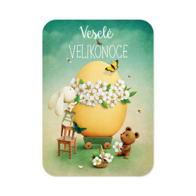 Pohlednice - Zajíc s medvídkem a vejce - Albi