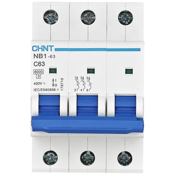 Chint 179698 NB1-63 3P C10 6kA DB elektrický jistič 3pólový 10 A 240 V, 415 V