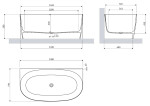 OMNIRES - VALENCIA M+ nástěnná vana, 148 x 77 cm, matná bílá VALENCIA148WPBM