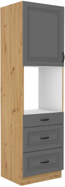 Vysoká skříňka pro vestavnou troubu Stilo 60 DPS-210 3S 1F - Premium Box Barva korpusu: Dub artisan, Barva dvířek: Dust Grey