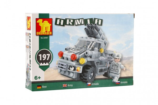 Stavebnice Dromader Vojáci Auto 22401 194ks v krabici 22x15x4,5cm