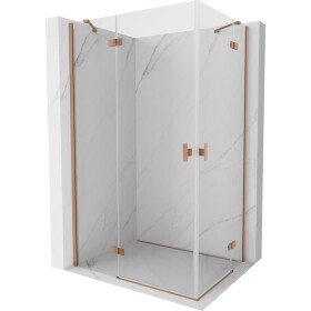 MEXEN/S - Mist H Duo sprchový kout dveře křídlové 70 x 80 cm, transparent, měď kartáčovaná 8A5-070L-080P-65-00