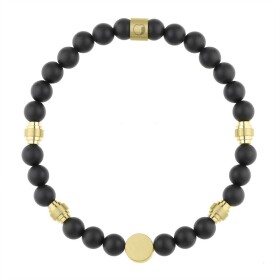 Korálkový náramek Raniero - 6 mm Onyx, chirurgická ocel, Černá 20 cm