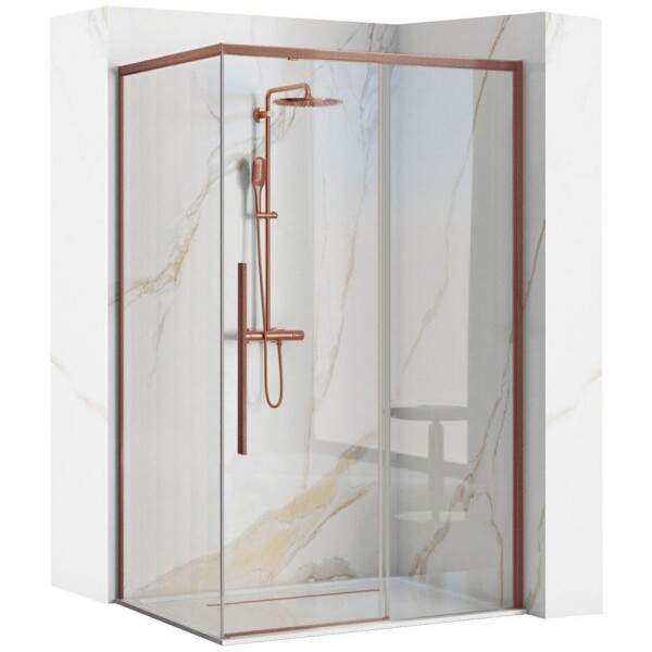 REA/S - Sprchový kout SOLAR - Copper Brush 100x80 Se sprchovou vaničkou Savoy black KPL-96017