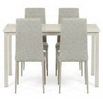 Jídelní set s 4 židlemi, 110x70x75cm travertin, ASE-1039 CRM2