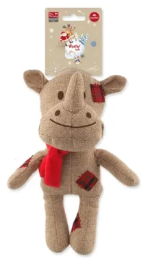 DOG FANTASY Hračka Winter Tale Nosorožec pískací / Přírodní juta / Pro střední a větší psy / 25 cm (454-857521)
