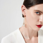 Luxusní visací náušnice s perlou Béatrice Gold, Zlatá Bílá