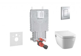 GROHE - Uniset Set předstěnové instalace, sprchovací toalety a sedátka Tece, tlačítka Skate Cosmo, Rimless, SoftClose, chrom 38643SET-KT