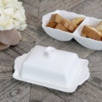 Chic Antique Porcelánová máslenka Provence, bílá barva, porcelán