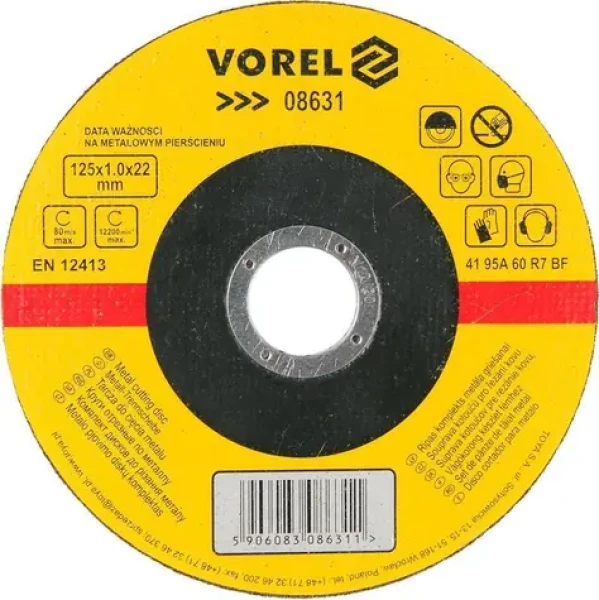 Vorel Řezný kotouč na kov 125x22x1,0 mm / Řezný kotouč / Korundový / Průměr 125 mm