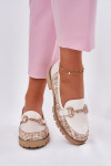 Dámské Kožené Mokasíny Se Zlatým Detailem Světle Béžové Laura Messi 2938 40