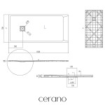 CERANO - Sprchová vanička obdélníková Pablo - SMC/minerální kompozit - strukturovaná šedá - 150x70x3 CER-481294