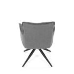 Židle jídelní, taštičkové pružiny v sedáku, 180° otočný mechanismus, šedá voděodolná látka, černý kov