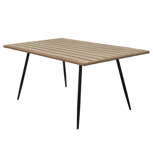 Stůl zahradní 160x95x74, kov s umělým ratanem, deska polywood