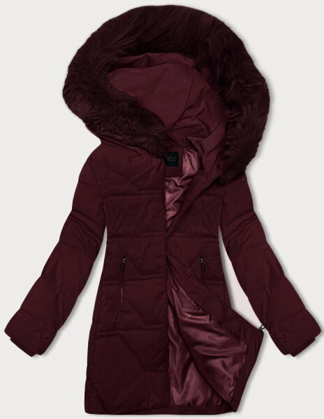 Dámská zimní bunda ve vínové bordó barvě s kapucí J Style (16M9099-06) odstíny červené L (40)
