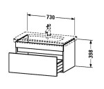 DURAVIT - DuraStyle Umyvadlová skříňka 40x73x45 cm, 1 zásuvka, lesklá bílá DS638102222