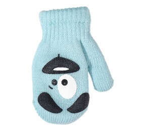 BeSnazzy pletené dětské rukavičky zateplené s obrázkem - chlapecké - světlemodré, velikost: 12cm
