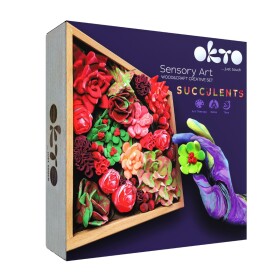 OKTO – Výtvarná modelovací sada „Sukulenty“ v dřevěném rámu (21 × 21 cm)