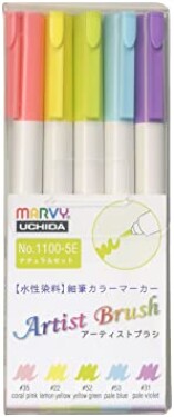 Marvy Umělecké fixy se štětcovým hrotem Artist Brush sada 5ks NATURAL