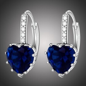 Náušnice Swarovski Elements Elizabeth Sapphire - srdíčko, Tmavě modrá