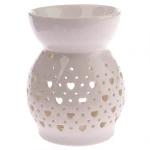 Porcelánová aromalampase srdíčky bílá 11.4x8,5 cm