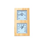 Teploměr s vlhkoměrem, borovice, vertikální, bílý ciferník