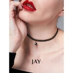 Choker náhrdelník s krystalovou hvězdou Axelie, Černá 33 cm + 5 cm (prodloužení)