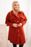 Dámský kabát Plus Size s vlnou ART0286 rudy - Kesi UNI