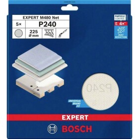 Bosch Accessories 2608901639 brusná síť pro brusky na sádrokarton Zrnitost 240 (Ø) 225 mm 5 ks