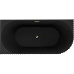 MEXEN/S - Gia volně stojící rohová vana reliéf levá 150 x 75, černá mat, sifon a přepad zlatá 52701507571L-50