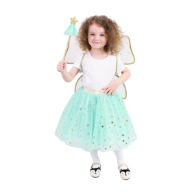 Dětský kostým Tutu sukně zelená víla s hůlkou a křídly e-obal