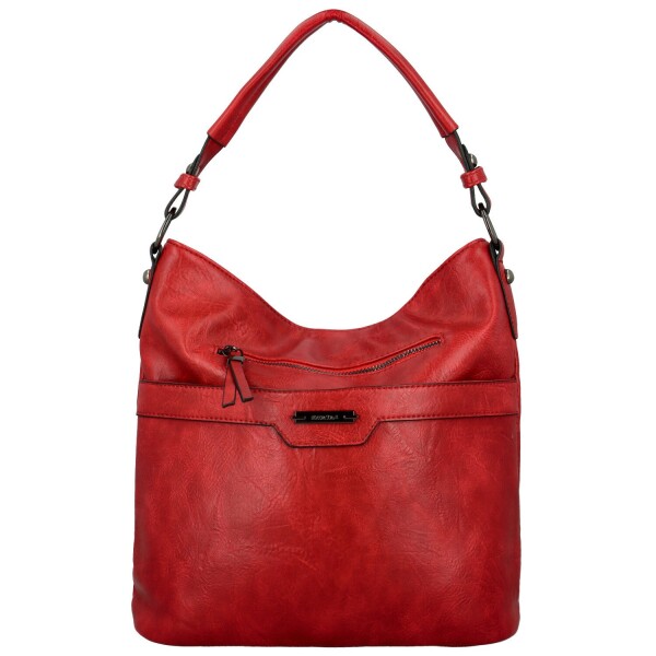 Trendy dámská koženková kabelka na rameno Sandipa, červená