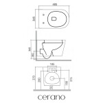 CERANO - Kompletní WC set Profi/Carlito - bílá lesklá - WC tlačítko Duo/Černá matná - pro zazdění - 48,5x36,5 CER-8050BD84298