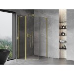 MEXEN/S - Mist Lsprchový kout pětiboký křídlový asymetrický 90x100, transparent, zlato kartáčovaná 8A8L-090-100-55-00