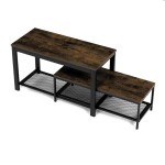 Botník 2 police, MDF dekor staré dřevo, kov - černý matný lak