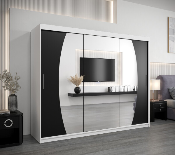 Šatní skříň Abi E0 Barva korpusu: Bílá, Rozměry: 250 cm, Dveře: Černá