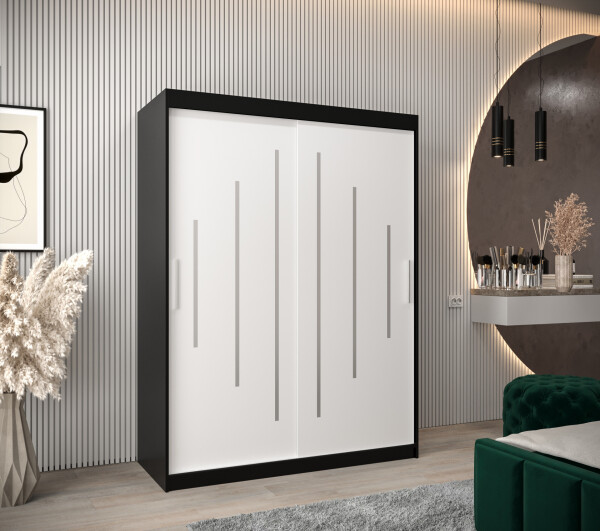 Šatní skříň Abi Y0 Barva korpusu: Černá, Rozměry: 150 cm, Dveře: Bílá