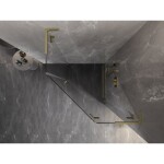 MEXEN/S - Lunar L sprchový kout pětiboký křídlový pravá 100x100, transparent, zlato kartáčovaná 831L-100P-100L-55-00-P
