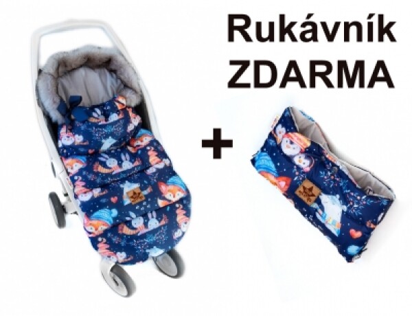 Dětský fusak maxi PREMIUM Winter friends, granátový, 110x50cm,+ rukávník zdarma