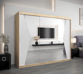 Šatní skříň Abi Ma Barva korpusu: Dub Sonoma, Rozměry: 250 cm, Dveře: Bílá